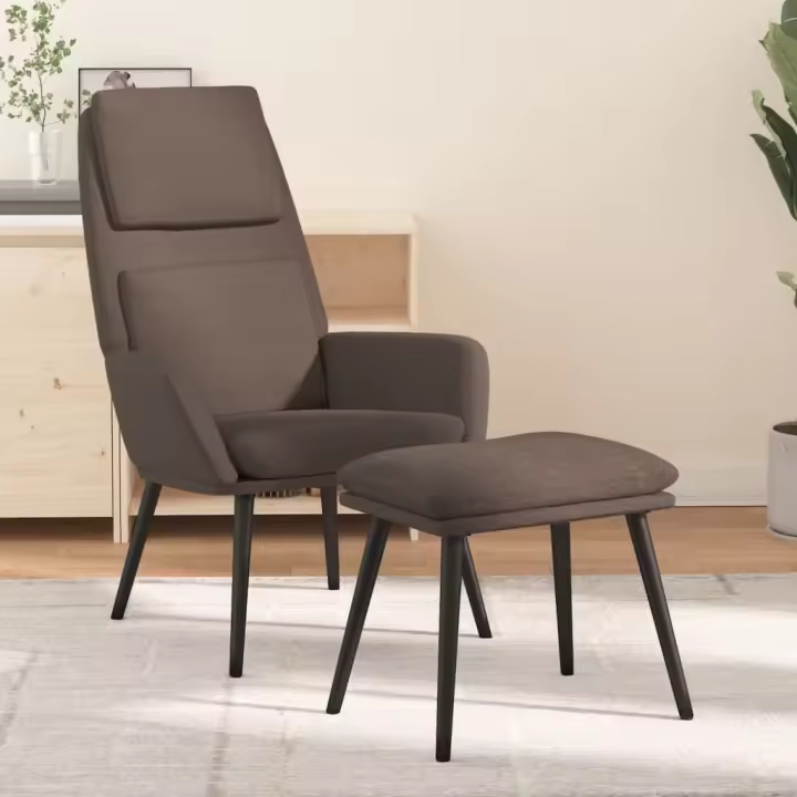 vidaXL Sillón de relax con reposapiés de tela gris taupé - 1