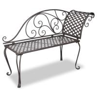 vidaXL Banco tumbona de jardín de acero envejecido 128 cm en color Blanco/Marrón - details 1