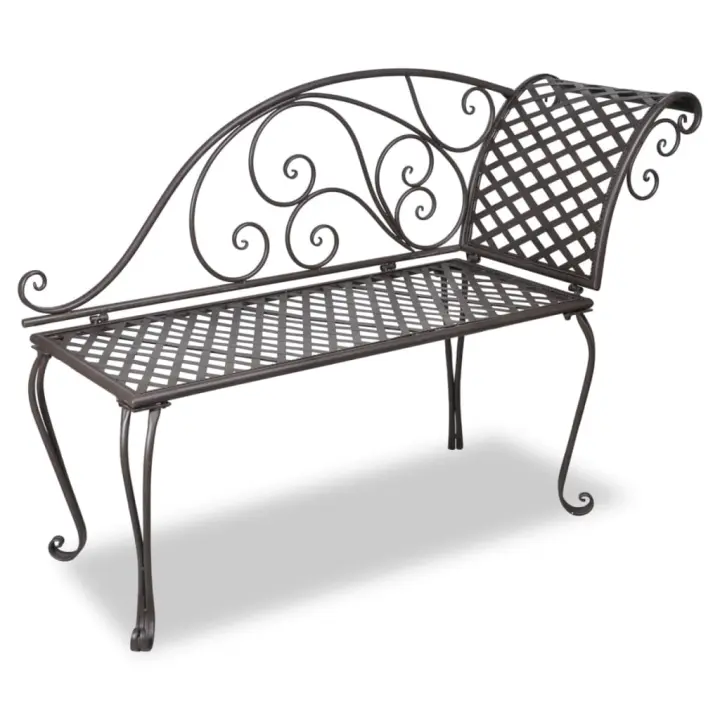 vidaXL Banco tumbona de jardín de acero envejecido 128 cm en color Blanco/Marrón - 1