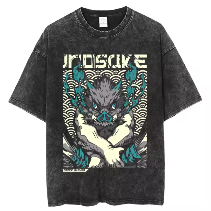 Camiseta Harajuku Demon Slayer Gráfico Vintage Oversize Para Hombres Y Mujeres Camiseta De Anime Lavada Para Calle Tees Verano Cuello Redondo Manga Corta Material Algodón - 1