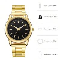Reloj De Cuarzo De Lujo Dorado Para Parejas 2PCS Temporalidad Elegante Con Correa De Aleación Moda Casual Sin Resistencia Al Agua - details 6