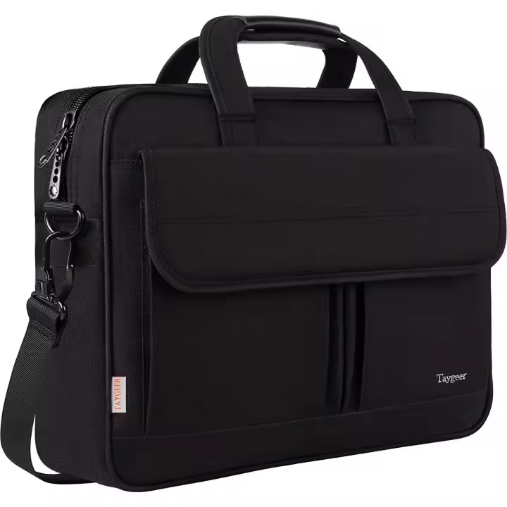 Bolsa para portátil, maletín de Negocios, maletín de oficina, Funda para portátil, Bolsa para Documentos de computación para el trabajo, La Escuela, La Universidad, color Negro-15.7x3.1x11.8 - 1