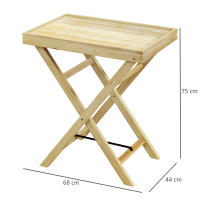 Outsunny Mesa de Jardín Rectangular Mesa de Exterior de Terraza de Madera Carga 40 kg para Balcón Patio 68x44x75 cm Natural - details 2