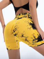 Shorts De Gimnasio Para Mujer Con Diseño De Tie Dye Y Cintura Elástica Ancha Sin Costuras De Alta Cintura Leggings De Deporte - details 19