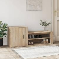 vidaXL Mueble Zapatero Madera Contrachapada Armario Pasillo Entrada Color Blanco,  Gris hormigón,  Gris sonoma - details 7