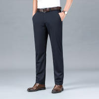 Pantalones Casuales De Seda Para Hombre Primavera/Verano Cintura Media Pierna Larga Y Recta Cómodos Y Transpirables Con Bolsillos - details 8