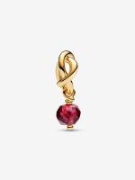 Rojo facetado - Baño de Oro de 14K Pandora - Charm Colgante with Círculo de eternidad - details 0