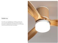 CREATE - Ventilador de techo 40W silencioso Ø132 cm con luz LED en cuerpo y lámpara - WIND CALM RATTAN - details 1