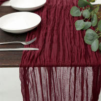 Corredor De Mesa De Queso 10FT En Rosa Tenuis Bohemio 1PC Para Fiestas Y Uso Rustico Tejido De Poliéster Sólido - details 5