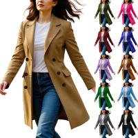 Nueva Chaqueta De Mujer De Invierno Con Manga Larga Y Cuello En V A-line Fashion Chaqueta De Trench Para Otoño Y Invierno - details 0