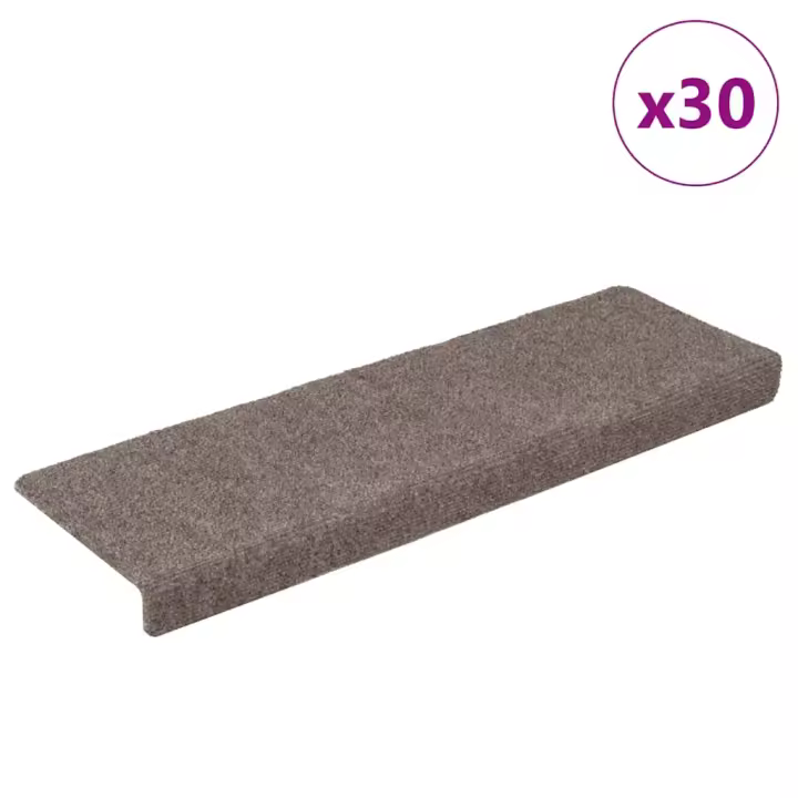vidaXL Alfombrilla autoadhesiva escalera 30 uds crema 65x21x4 cm - 1