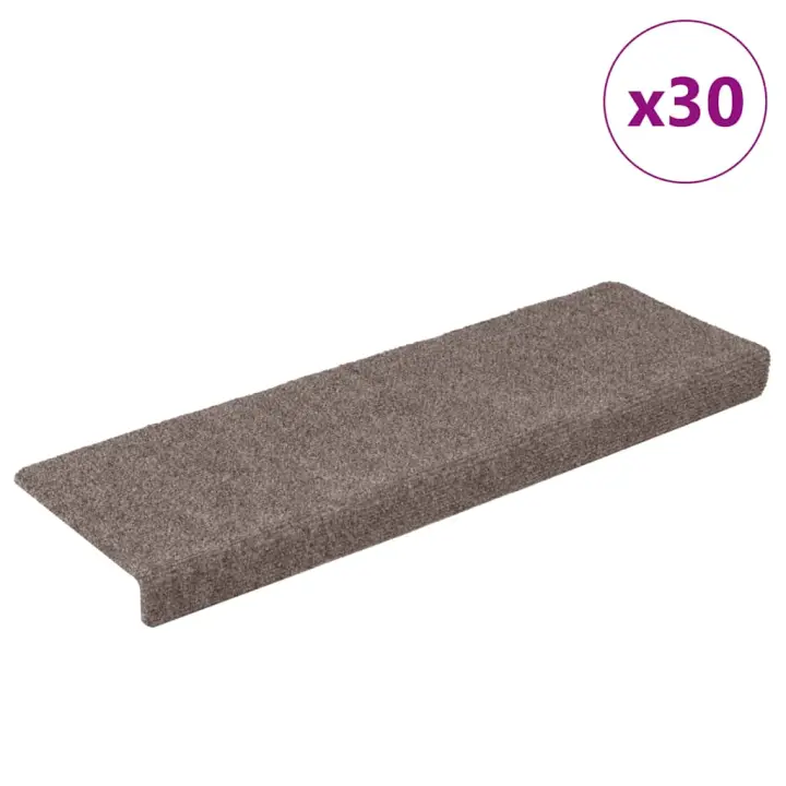 vidaXL Alfombrilla autoadhesiva escalera 30 uds crema 65x21x4 cm - 1