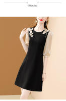 EVNISI Vestido Elegante Para Mujer Negro Con Bordado Y Flares Estilo Casual Slim Para Oficina Y Fiestas A-Linea Cuello O - details 6
