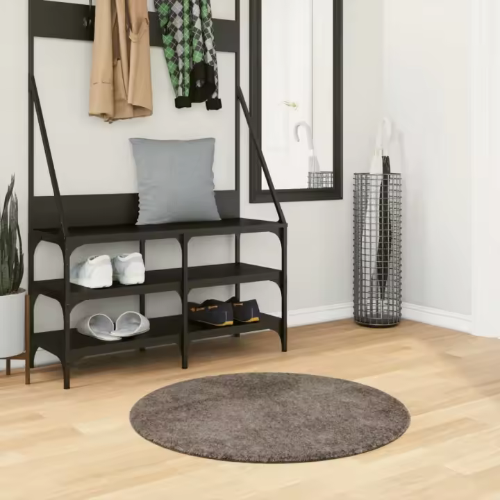 vidaXL Alfombra pelo largo aspecto brillante ISTAN gris Ø 80 cm - 1