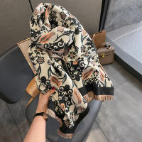 Poncho De Cashmere Floral Impresión Para Mujer Bufanda De Lujo Cálida Pashmina Viaje Chal Envoltura Estilo Elegante 2023 - details 12