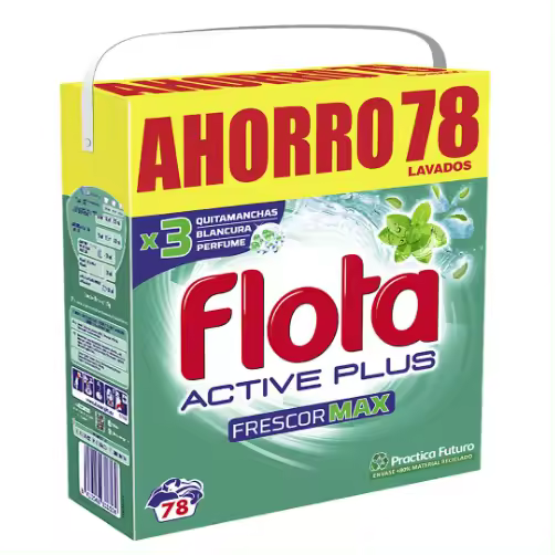 DETERGENTE DE ROPA EN POLVO FLOTA ACTIVE PLUS 78 LAVADOS - FRESCOR MAX - FORMATO AHORRO - 1