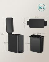 Cubo de Basura de 10 litros para Baño con Pedal - Compacto para Espacios Pequeños, Cierre Suave, Acero Inoxidable, Disponible en Blanco, Negro y Plata - details 13