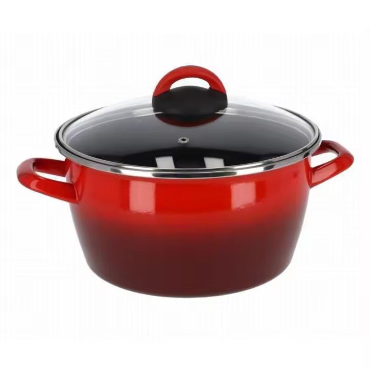 Gerimport Olla Rosso Magefesa Antiadherente con Tapa de Vidrio 24 Cm - 1