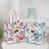Nueva Bandolera De Lona Con Estampado Floral Bolsa De Almuerzo Portátil Con Varios Bolsillos Y Cierre De Cremallera Para El Día a Día - details 2