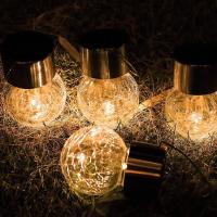 Luces solares de bola agrietada, linternas decorativas para jardín al aire libre, 5 piezas de bolas solares para jardín colgantes de vidrio roto LED blanco cálido 6 cm - details 1