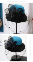 Sombrero Trilby Floral Para Mujer Estilo Británico Hepburn Moda Francesa Invierno Caliente Casual Fiesta Capa De Lana - details 4