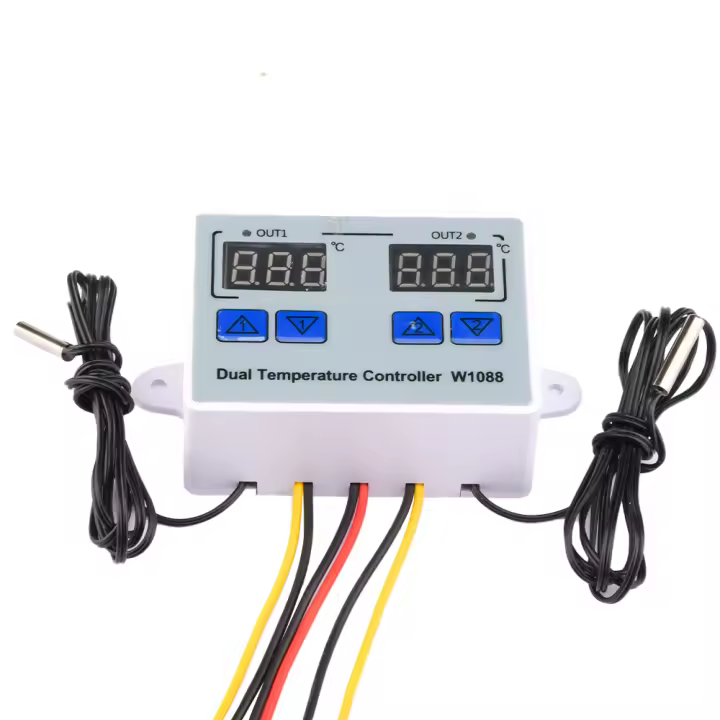 Controlador De Temperatura Digital Dual LED Para Acuario Thermostat Eléctrico DC12V/24V AC110-220V Con Sensor De Temperatura - 1