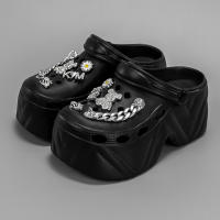Sandalias De Tacón Alto Con Cadena De Plata Y Patrón De Oso Y Abeja Moda Nueva X8809 Material De Imitación De Cuero Para Mujer - details 1