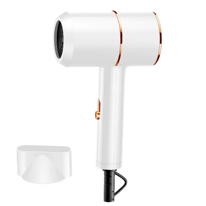 Secador de pelo plegable con Luz Azul, Aire Caliente y frío, para Residencias de Estudiantes, Automático, de Doble Voltaje, Profesional, de Alta velocidad, Con Iones negativos, de viaje, de Seco rápido, Silencioso, control tÃ©Rmico y Boquilla (Blanco). - 1