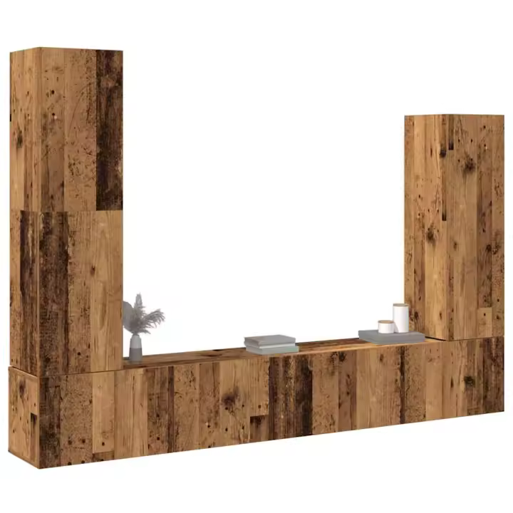 vidaXL Conjunto de mueble de TV 4 piezas montado la pared madera vieja - 1
