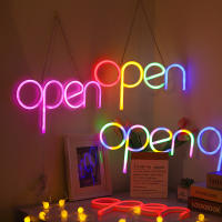 Luz De Noche LED Neon Abierto Para Decoración De Barra Pub Hotel Café Letras Luminosas Coloridas Para Ventana Forma Redonda Material ABS - details 1