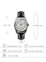 Reloj Mecánico Para Hombre Shanghai 7120 De 36mm Vintage Con Corrección De Agua 3Bar Cuarzo Arábigo Acero Inoxidable Y Correa De Cuero - details 0