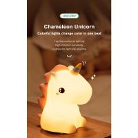 Lámpara Nocturna De Silicona Unicornio Para Niños Luz LED Recargable Por USB Decoración De Habitación Animal Cartoon Lámpara Táctil Para Regalos - details 3