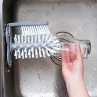 Cepillo De Vaciado Multifuncional Para Cocina Soporte De Pared Sin Esquinas Muertas Cepillo Giratorio Para Vajilla Limpieza Ecológica Plástico - details 5