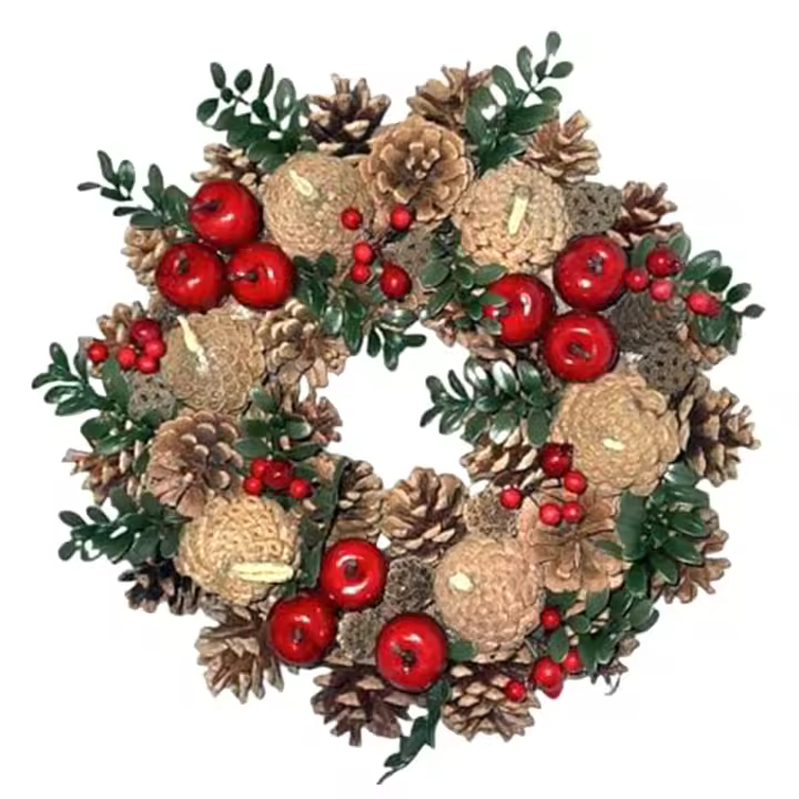 Corona de Navidad, anillo de vela, decoraciones para el hogar para fiesta de boda, sala de estar, mesa de comedor, armario, exhibiciones de vacaciones - 1