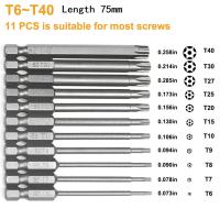 Juego De 11 Piezas De Puntas Torx Con Cabeza Magnética De 75mm /3 Pulgadas Herramienta Manual Extra Larga T7 T8 T9 T10 T15 T20 T25 T27 T30 T40 - details 4