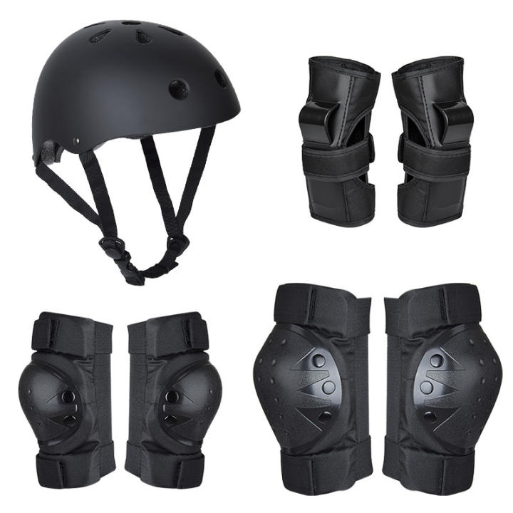 TK Equipo de Protección, equipo de Protección Set 7 en 1 almohadillas de Piel, coderas, muñequeras, Cascos, almohadillas de Protección DE SEGURIDAD Deportiva multifunctional para niños, adolescentes, scooters, patinaje y equitación