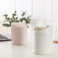 Mini Papelera De Escritorio Pequeña Cubeta De Basura Con Tapa Para Dormitorio Almacenamiento De Espacio Limpia Casa Y Oficina - details 1