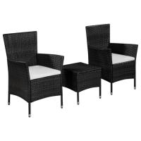vidaXL Set mesa y sillas bistró jardín 3 pzas ratán sintético en color Marrón/Negro/Gris | cómodas modernas ergonómicas para comedor cocina salón hogar - details 1