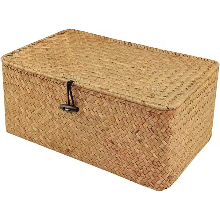 Caja de almacenamiento de mimbre natural - 1