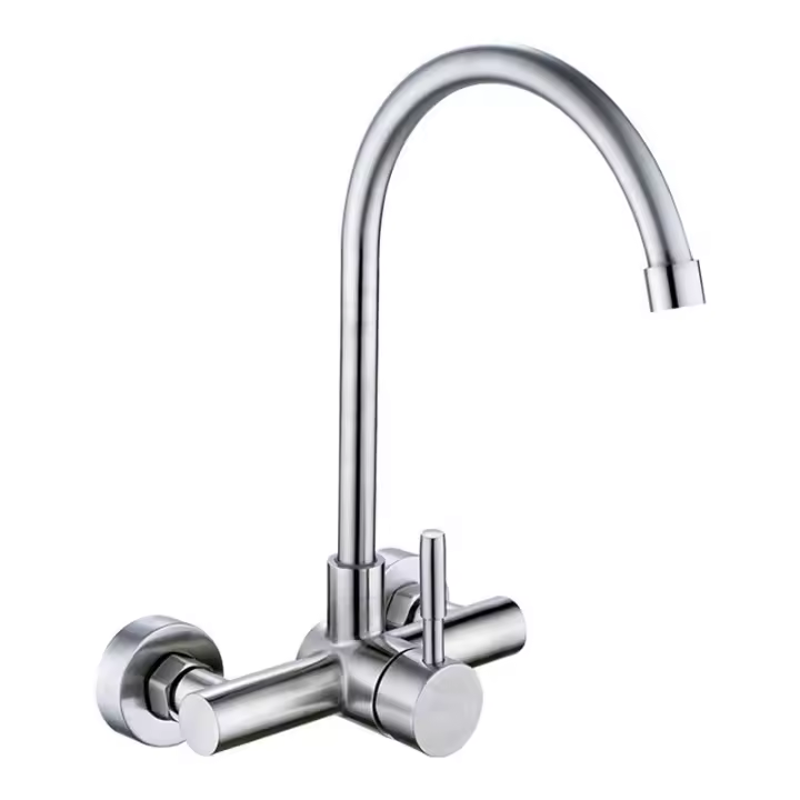 SSITO Grifo de Cocina Grifo giratorio de Maple inoxidable with Doble orificio, Grifo de Agua fría y Caliente para fregadero de Cocina - 1
