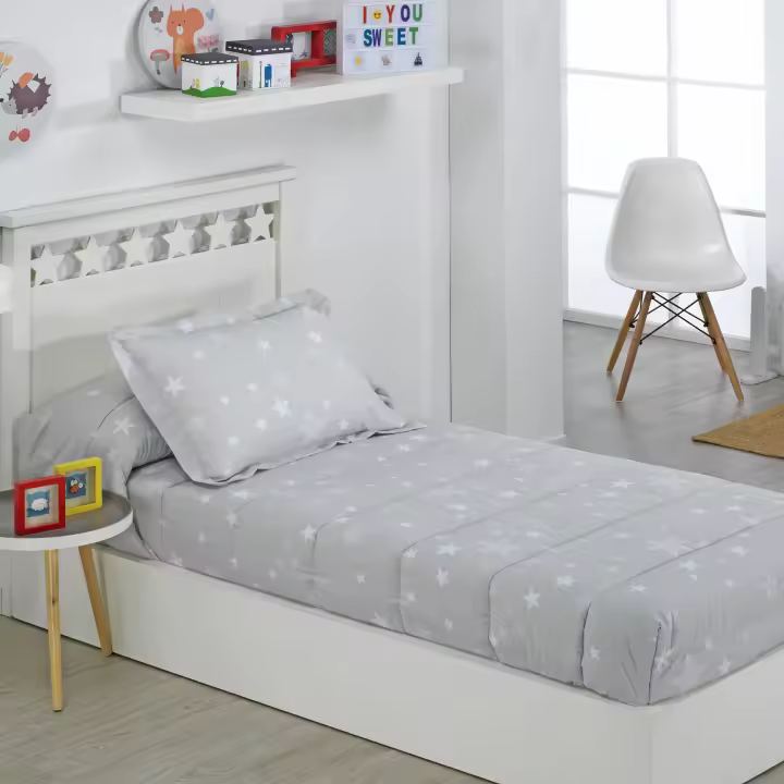 Edredón Ajustable Infantil Cama 90 y Cama 105 Stars Gris Dhestia Home - 1