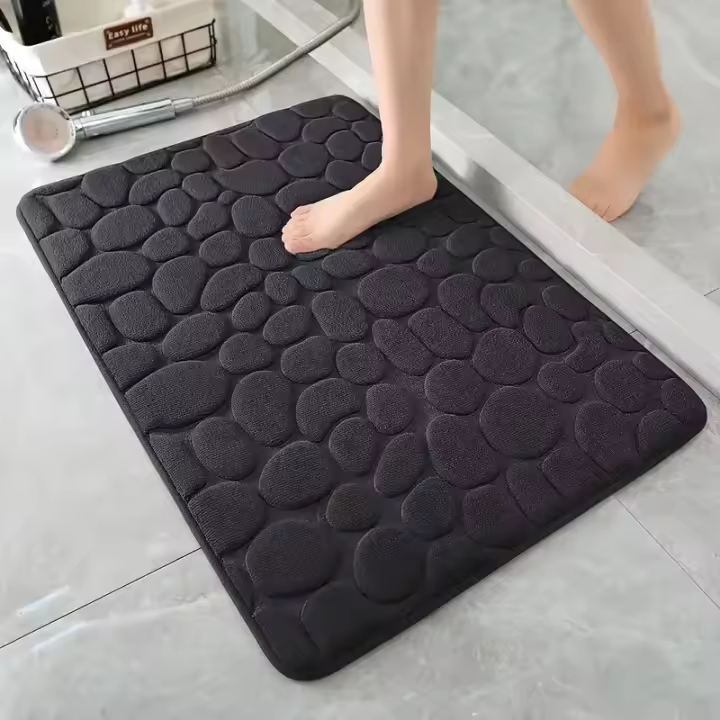Alfombra De Baño Antideslizante 3D Piel De Cobblestone Absorbente Alfombrilla De Puerta Para Piso Máquina Lavable Secado Rápido Moderno Estilo - 1