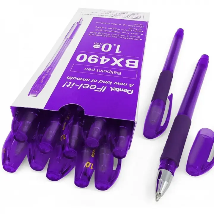 12 Boligrafos pentel x caja Color Violeta 0.7mm Feel it - 1