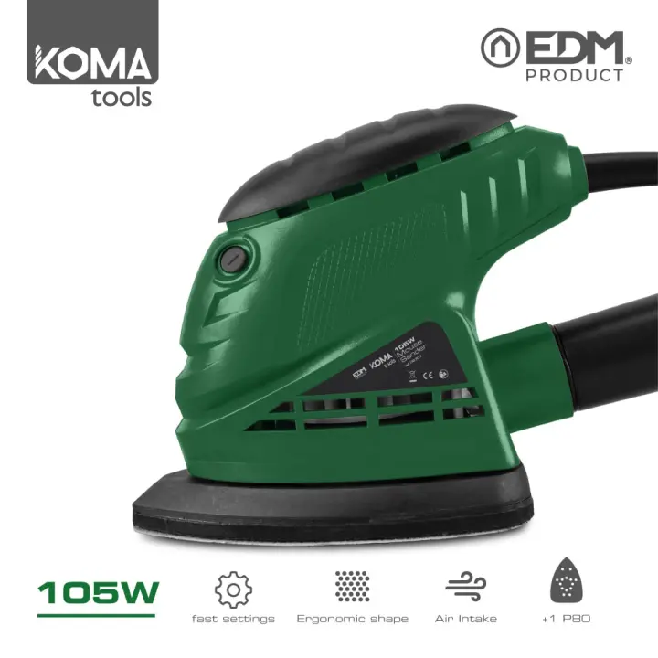 Lijadora tipo mouse 105w 14,1x14,5cm koma tools - 1