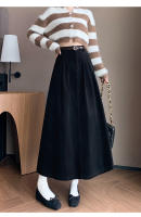 Falda Larga De Corduroy Elegante Para Invierno A-Line Con Cintura Empirica Y Cinturón Amplio Estilo Coreano Moda Feminina - details 17