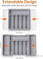 Cutlery Drawer Organiser, Expandable Utensil Tray for Kitchen, Adjustable Silverware and Flatware Holder, Compact Plastic Storage - details 1