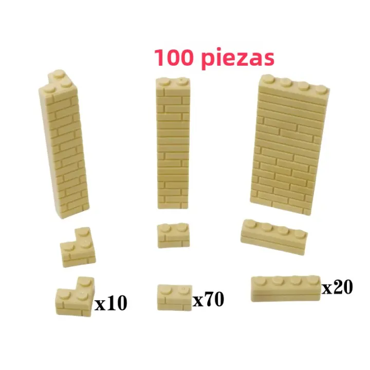 Juguetes De Construcción DIY Bloques Compatible Clásico 1*2 1*4 L1*2 50PCS Paredes De Bloques Altos MOC Para Niños Accesorios De Casa - 1