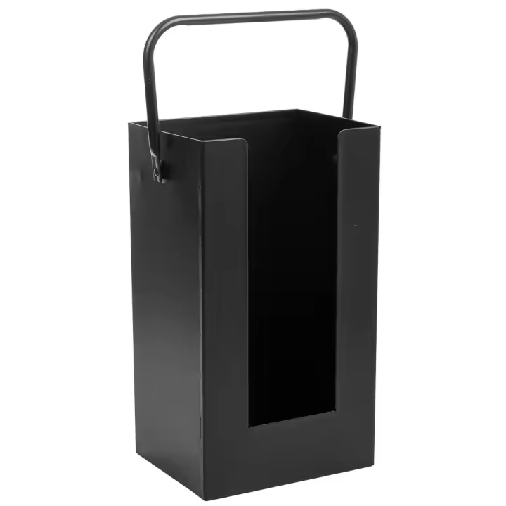 WANDERLUST DECO Leñero para Chimenea de Metal con Asa Negro - Organiza Tu Leña - 37x18x42h Cm - 1