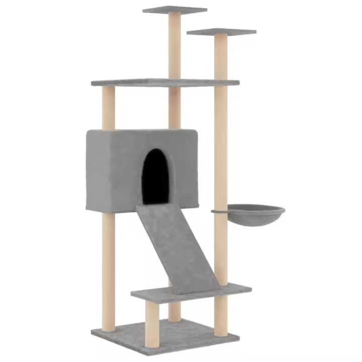 Rascador para Gatos con postes de isal gris Claro 153 cm - 1