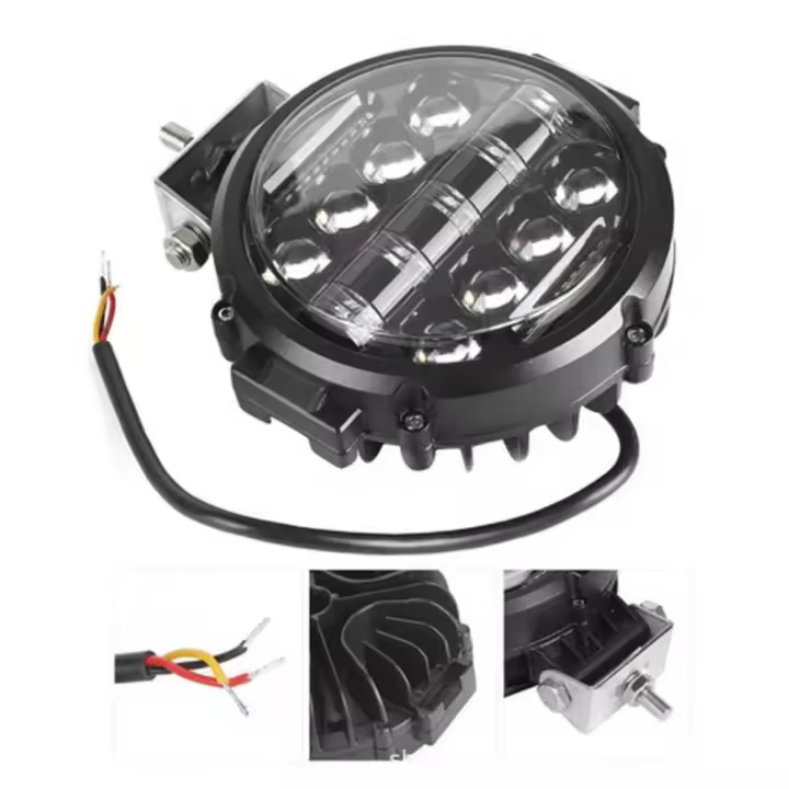 Luz LED Redonda De 7 Pulgadas 60W Para Offroad Faro Trabajo Barra LED Super Brillante Con Soporte De Montaje Ajustable Luz Diurna - 1